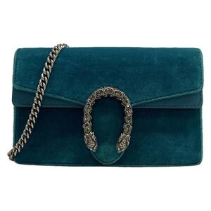 Gucci Teal Crossbody Bag with Silver Chain